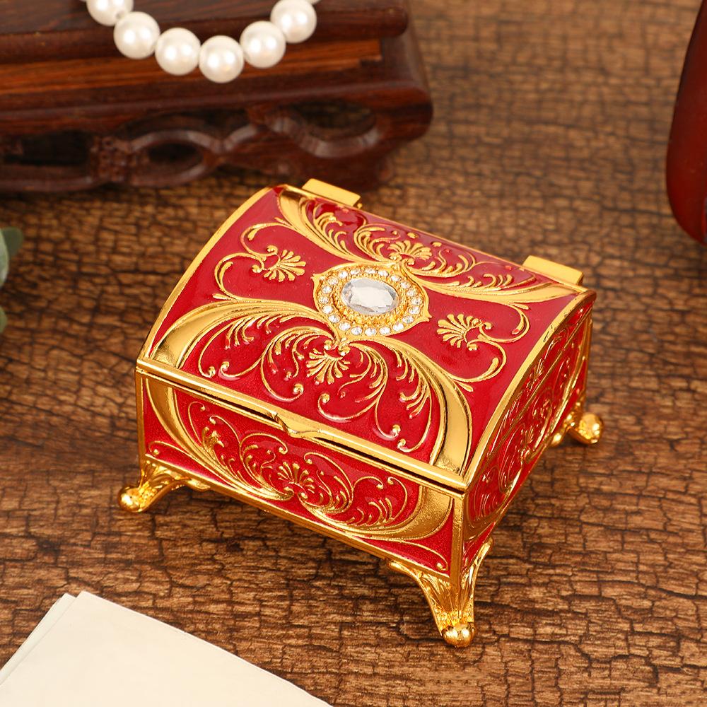 New rectangular jewelry box retro creative diamond-encrusted light luxury jewelry box home niche exquisite design storage box