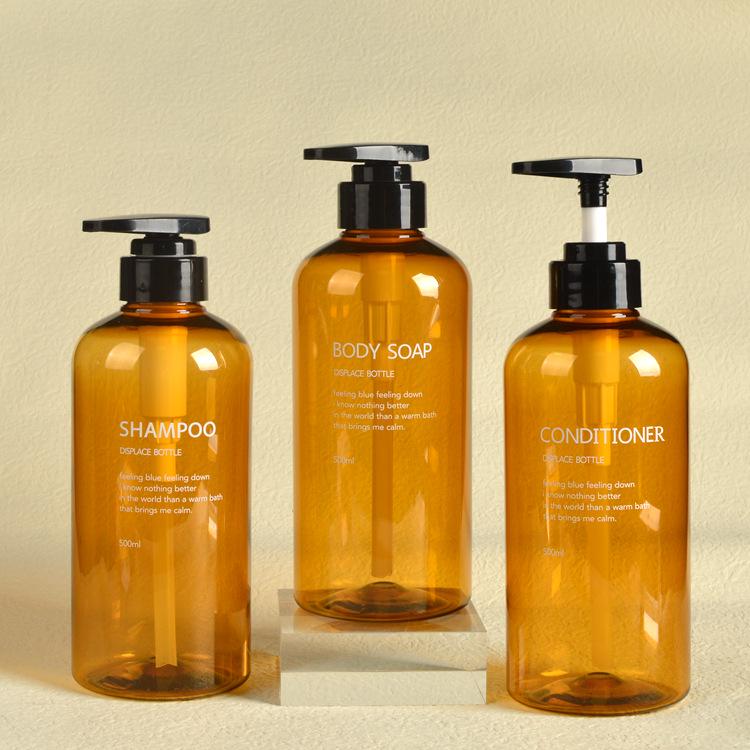 500ml Round Shoulder Shampoo Bottle, 300ml Thick-Walled Conditioner Bottle, Lotion Dispensing PET Bottle