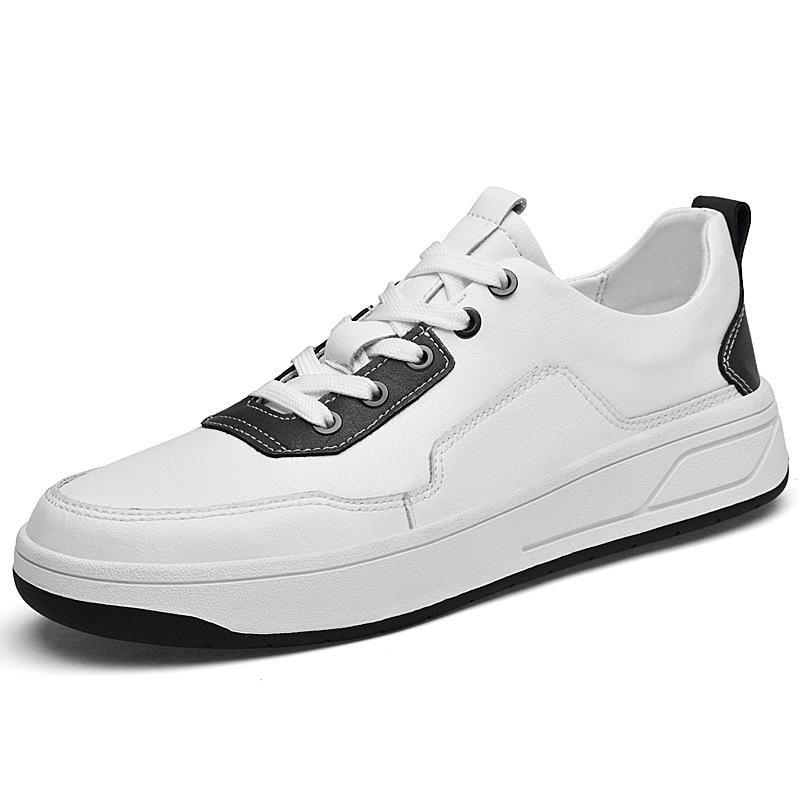 

2328 Men S Shoes Board Shoes Little White Shoes Spring And Autumn Low-Top Cowhide Surface Lace-Up Sports Shoes Casual Shoes 38 белый