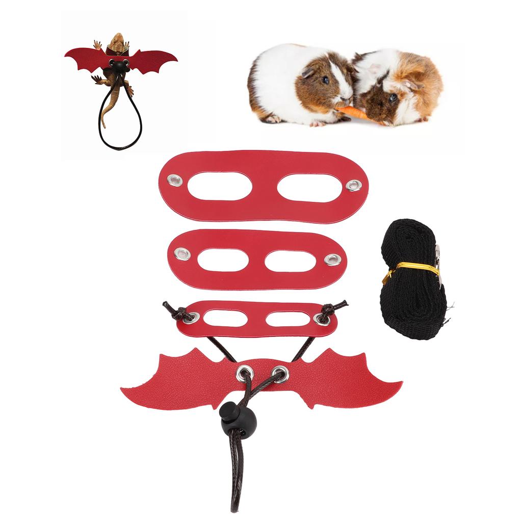 Small Reptiles Animals Harness Adjustable Bearded Dragon Leash for Outdoor WalkingRed Red Wings
