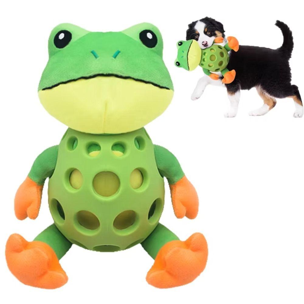 Cartoon Frog Shape Interactive Sound Toy Bite Resistant Pet Squeaky Chew Toy  Home Use