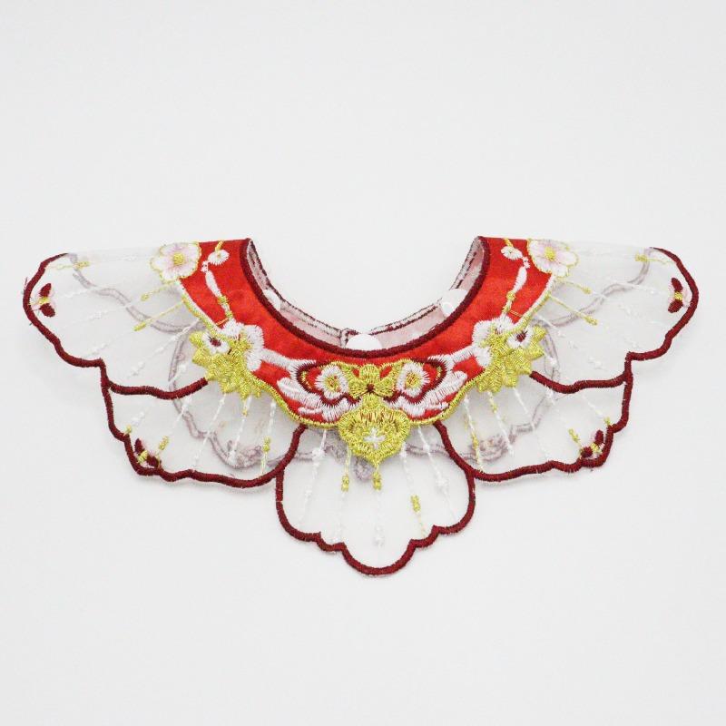 New Chinese-style Pet Cat Cloud-collar Red Embroidery Pet Shawl Hanfu Embroidered Scarf Neck Collar Decoration