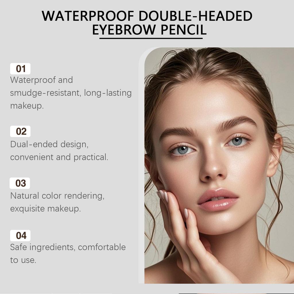 Brown double-ended eyebrow pencil with a natural, three-dimensional look.