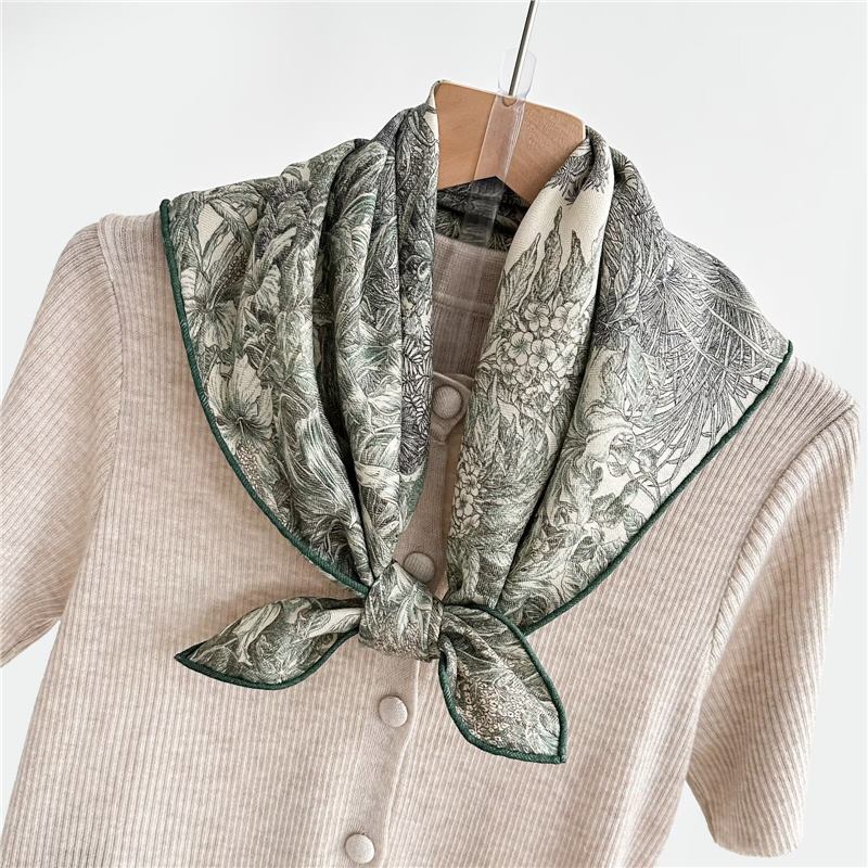 Fashion 70% Wool 30% Real Silk Scarf For Women Shawls Wraps Foulard Scarves Square Pashmina Female Hijab Bandana Kerchief 62Cm