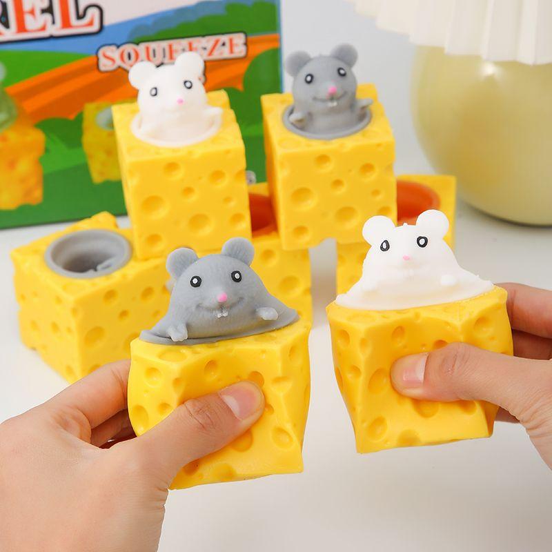 In Stock Needoh Nice Cube Squeeze Cheese Mouse Toy, Soft Squishy Sensory Fidget Toy Stress Anxiety Relief For Adults, Cute Gift