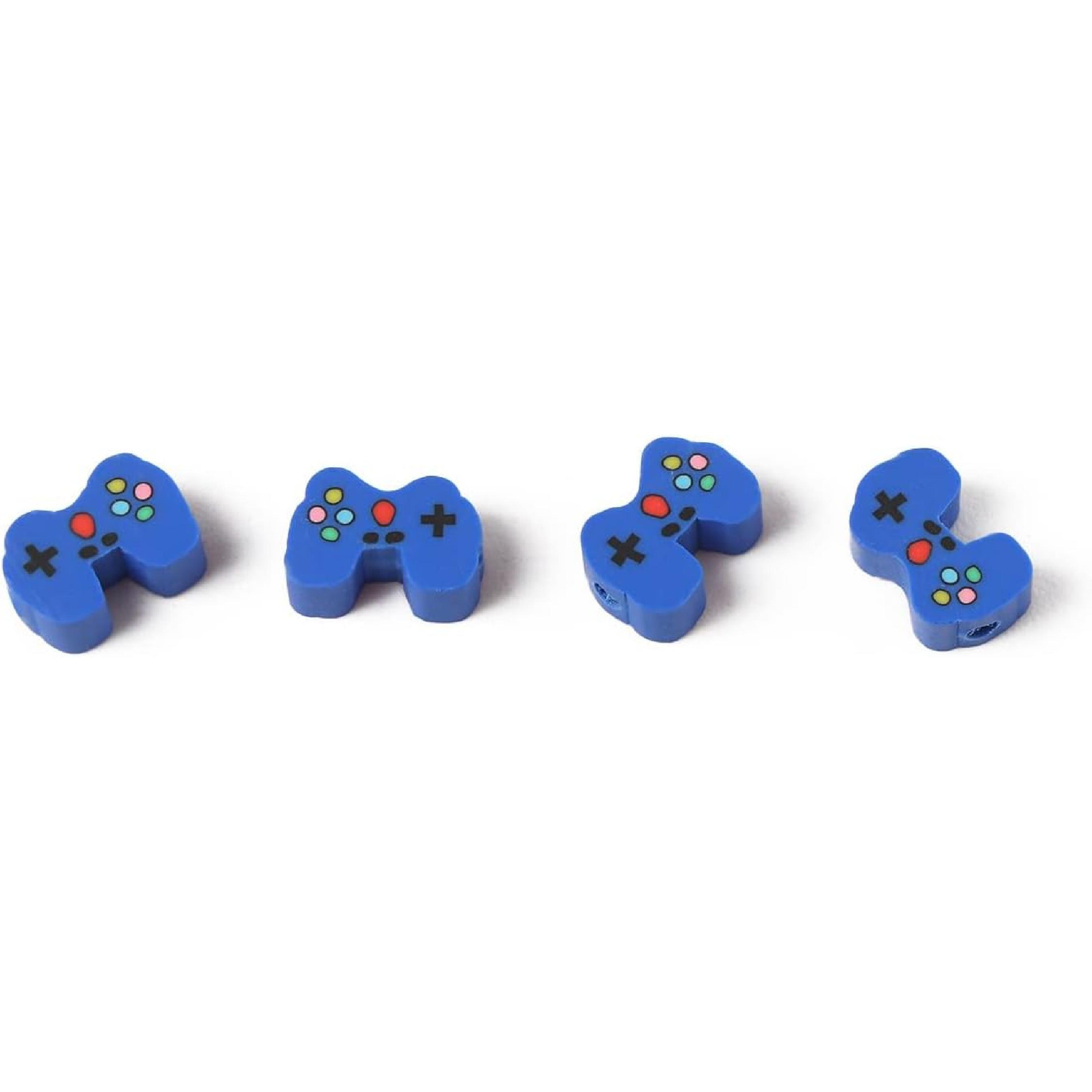 Decoendiy 200Pcs Polymer Clay Beads, Colorful Game Controller Beads, Loose Clay Shaped Flat Beads, Large Hole Spacer Beads, for DIY Bracelets
