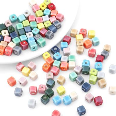10Pcs 6mm Pick Color Cube Ceramic Beads para fazer joias DIY colar pulseira brinco