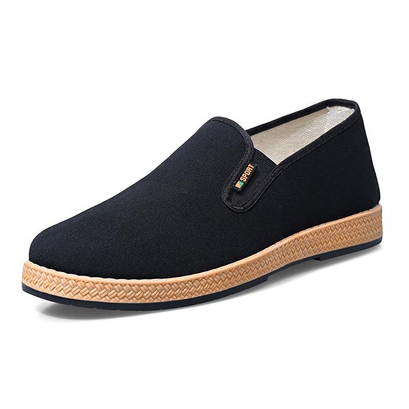 Summer Men's Shoes Old Beijing Cloth Shoes Men's One-pedal Single Shoes Breathable Beef Tendon Soles Spring and Autumn Breathable Black Cloth Shoes
