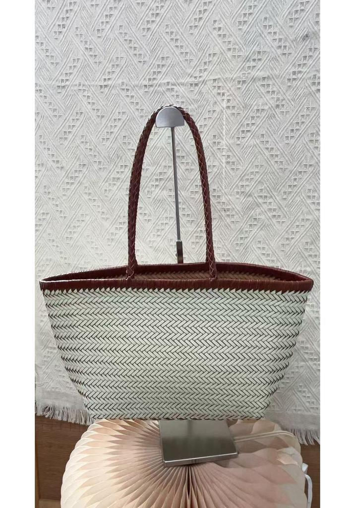 Dragon Diffusion Women's Genuine Leather Woven French Basket Bag