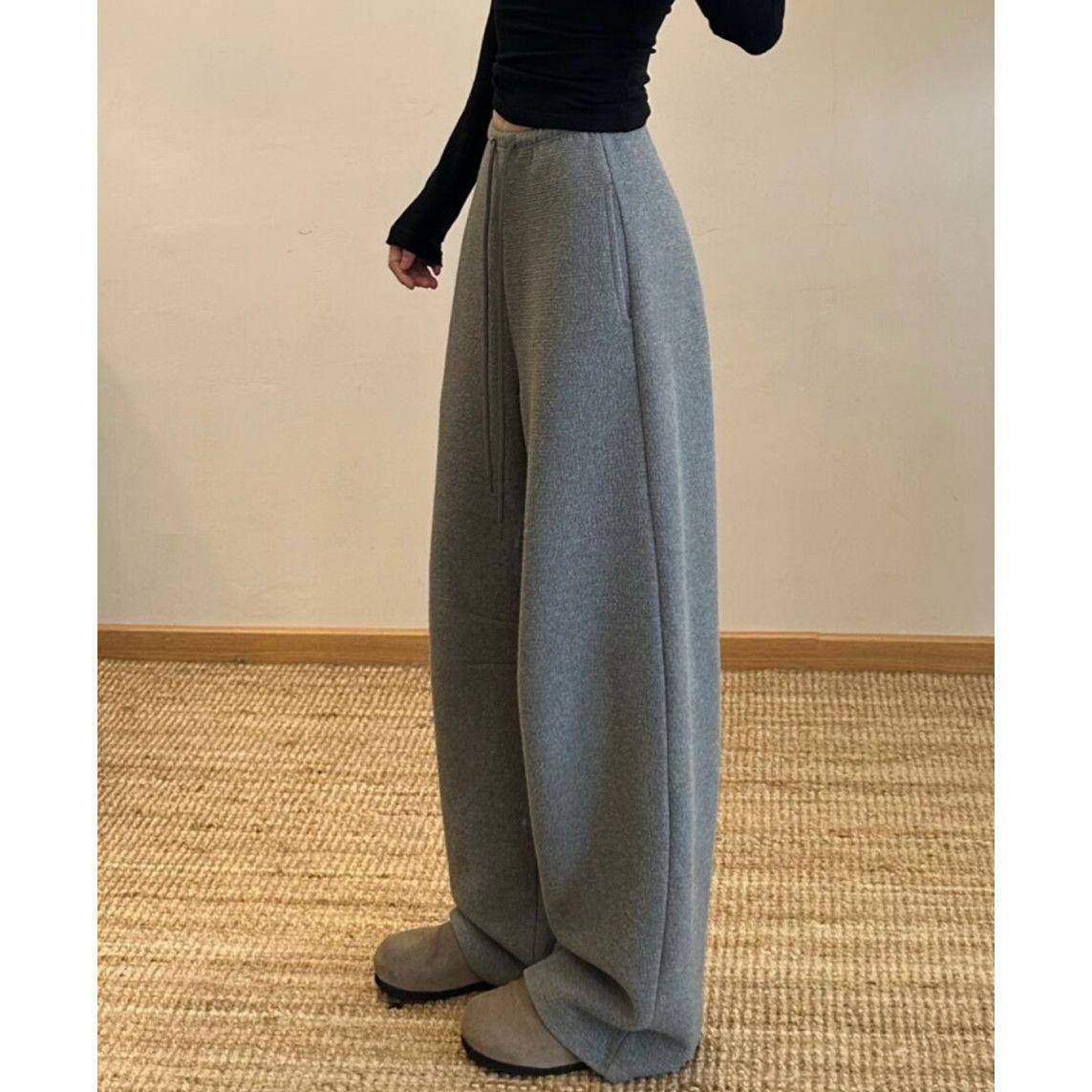 

New Warm Thickened Winter Wide-Leg Pants: Solid Color, Plus Velvet, Casual Straight-Leg Sports Pants 2025 XL