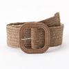 Square Buckle Straw Braid Waist Belt: Natural Pastoral Style, Popular In Europe and America