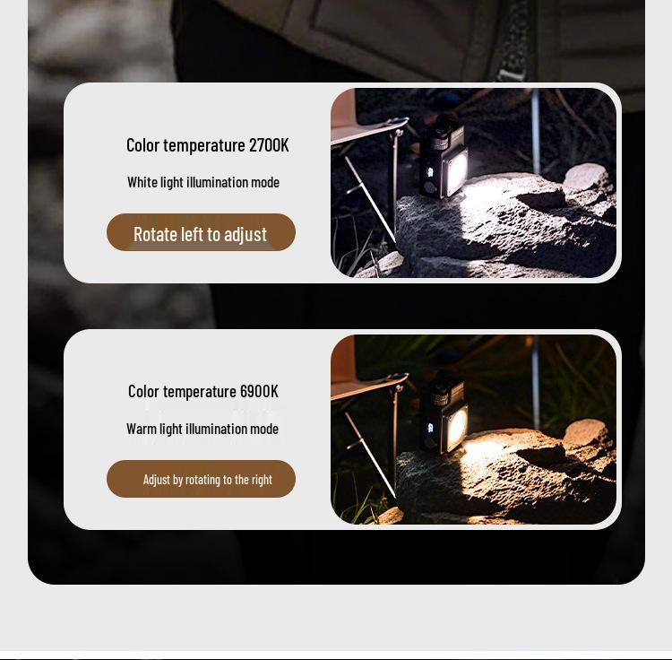 Multifunctional LED Camping Light with USB Charging & Magnetic COB Work Light
