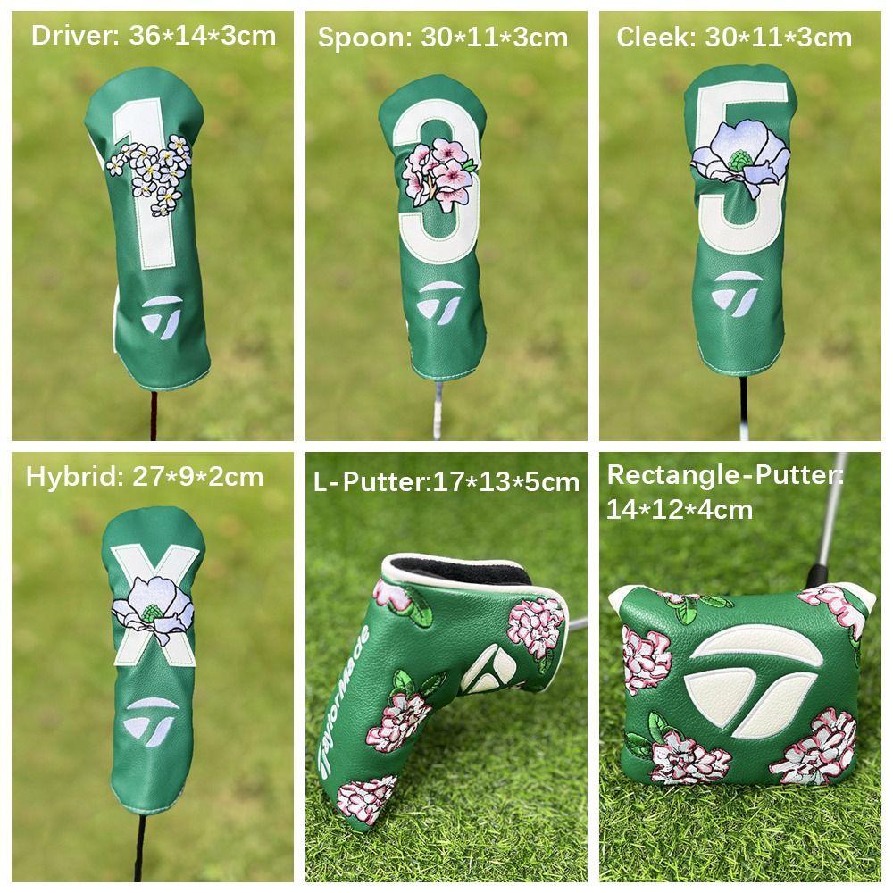 Green/White Golf Club Head Cover PU Golf Push Rod Sleeve Practical Golf Wood Cover Golf Course