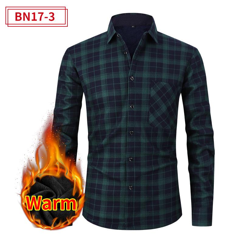 Men’s Plus Size Fleece Lined Warm Long Sleeve Shirt
