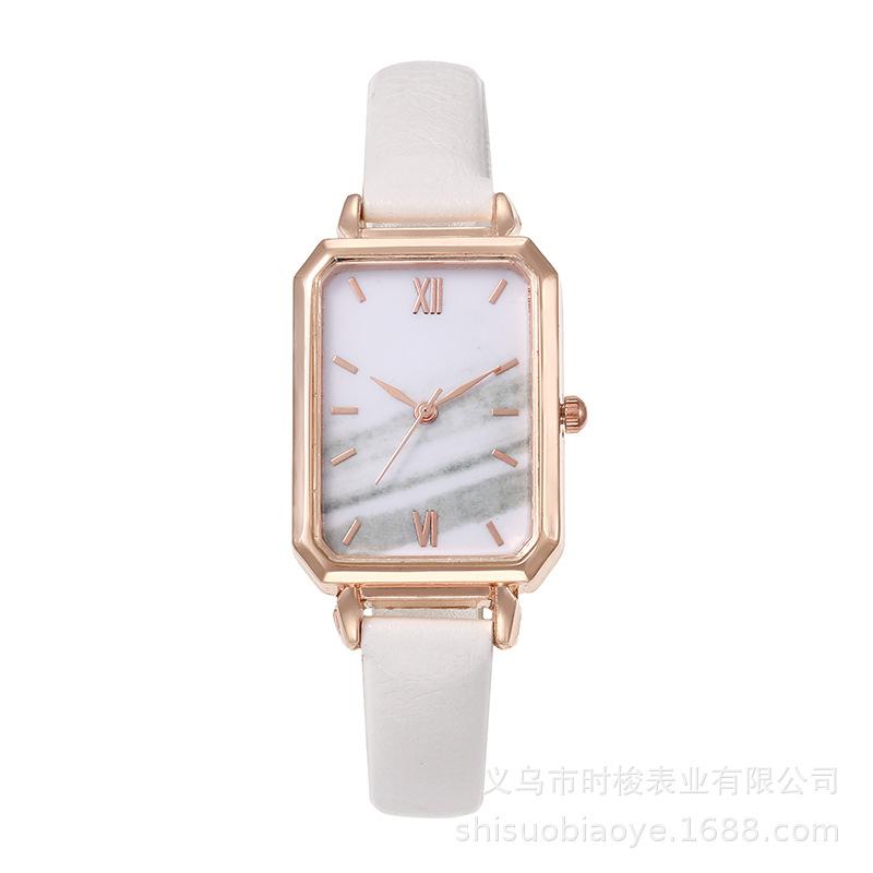 Damen Koreanische Trendige Grüne Quadratische Uhr - Studentenfreundliches Lederarmband Quarz