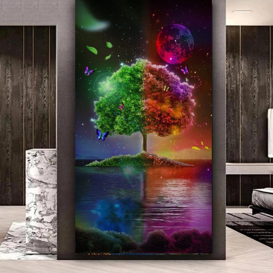 Full 5D Diy Diamond Painting "Colorful Tree" Diamond Embroidery Full Width Cross Stitch Home Decor Handmade Gift