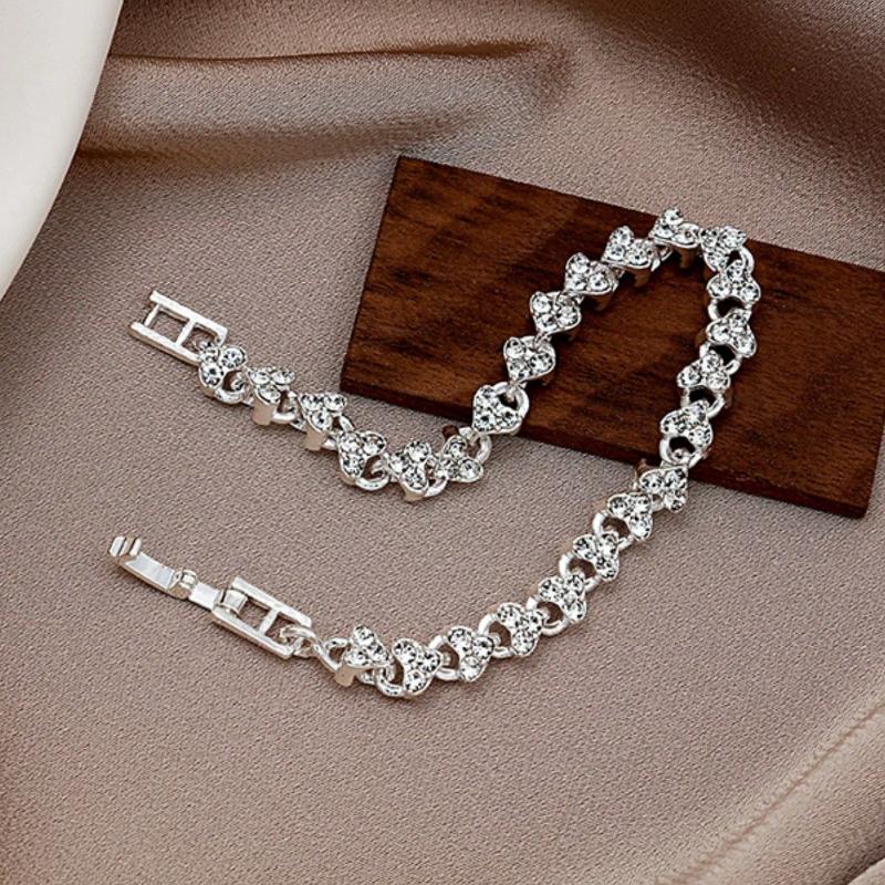 1pc Luxurious High-End Love & Diamond Decoration Shiny Bracelet, Suitable for Women To Wear on Daily, Festival and Party Occasions