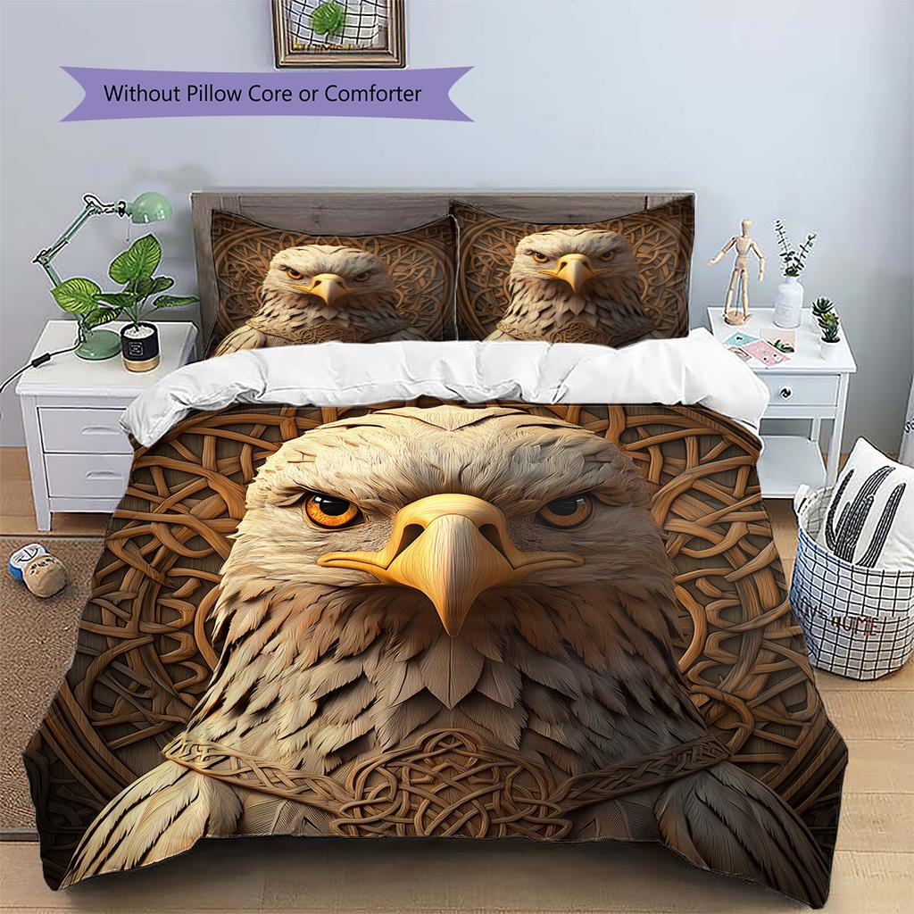 Vintage eagle Pattern Bedding Home Decoration Birthday Gift (1 * duvet cover + 2 * pillowcase, without core)