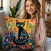 1pc Bohemian Style Floral Cat Pillowcase, Floral Design, Soft Comfortable Polyester Short Plush Fabric, Single-Sided Print, 44.96 X 44.96 Cm, Machine