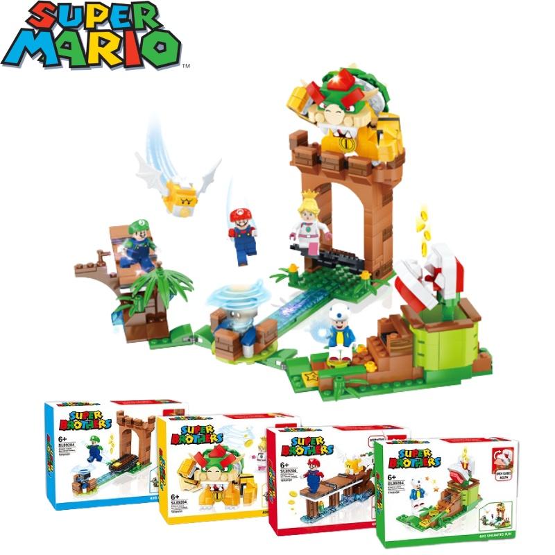 Colorful Super Mario Bros Dolls Luigi Peach Bowser Toad Building Blocks