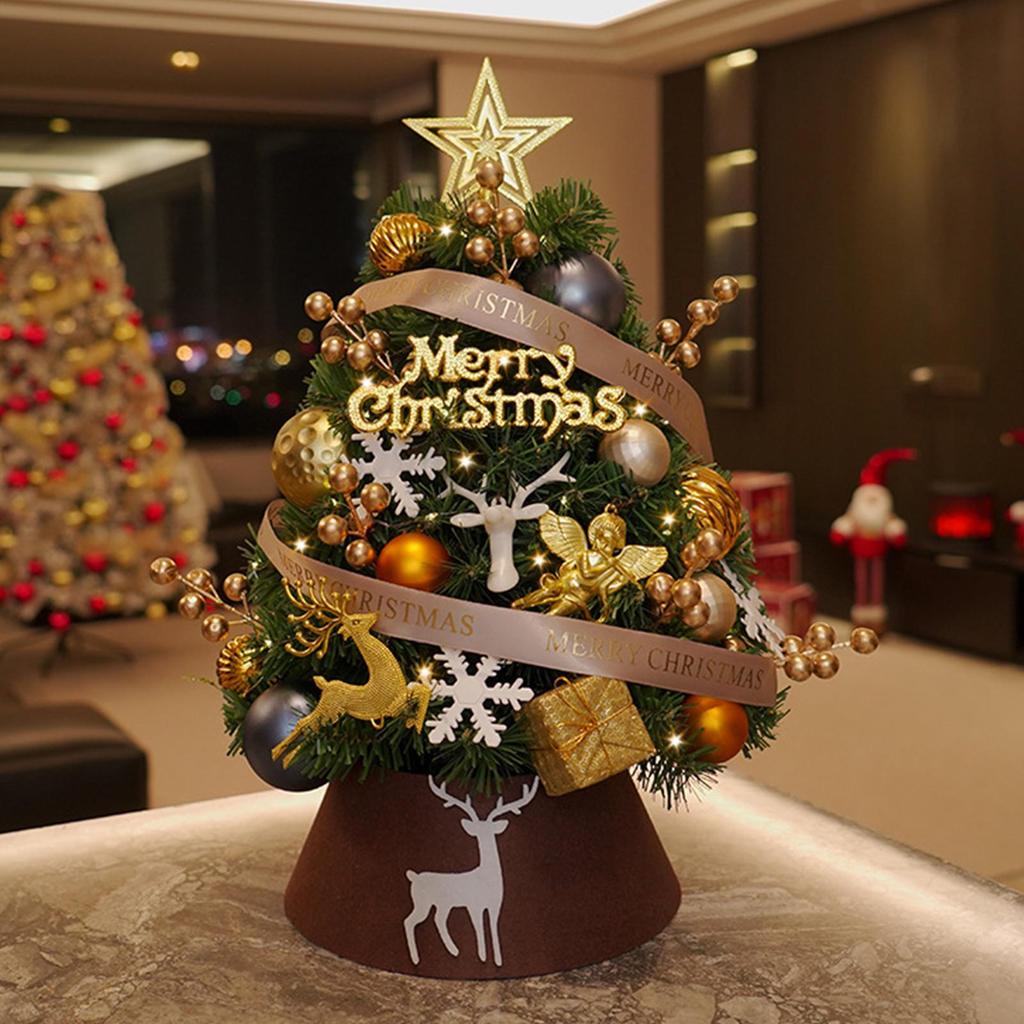 Tabletop Christmas Tree With Ornaments Realistic Decoration Small Artificial Christmas Tree For Desktop Office Home Room Holiday