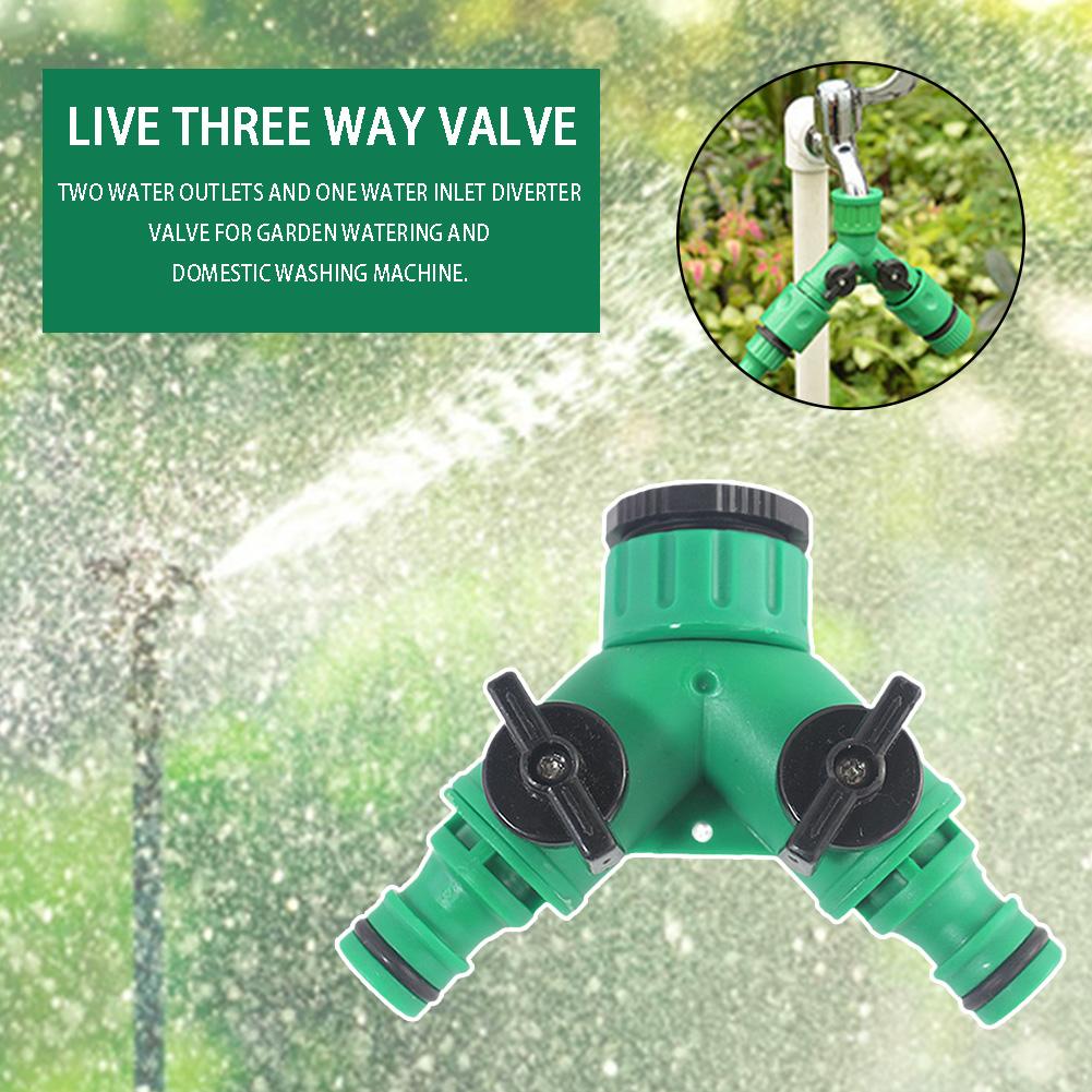 Y-type Shunt Valve Garden Irrigation System Water Hose Connector Tap Adapter 2 Y Shape Way Splitter Quick Water Controller N7B1