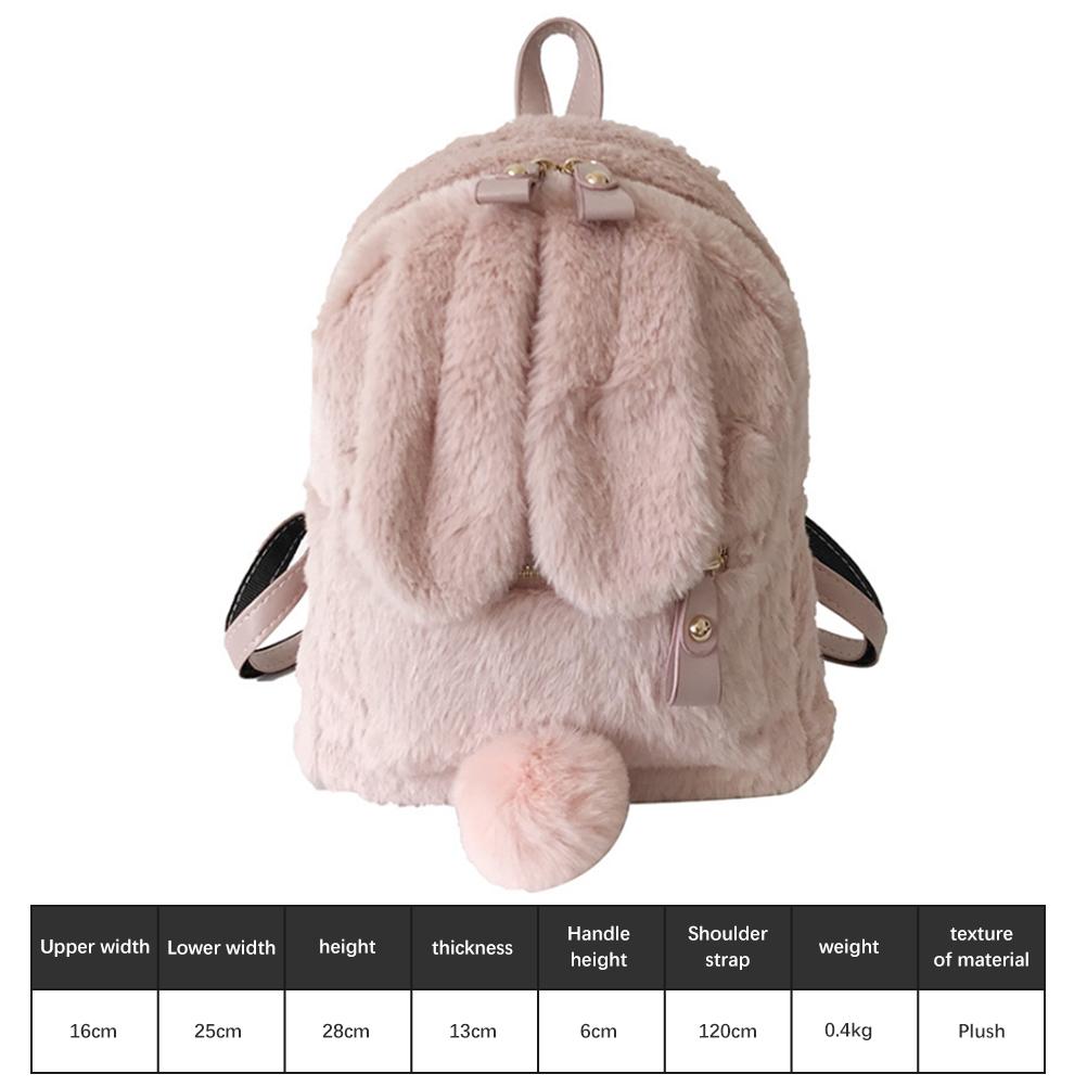 Women Bunny Backpack Plush Mini Fluffy Rabbit Ear Backpack Fuzzy Bunny Satchel Casual Daypack for Girls