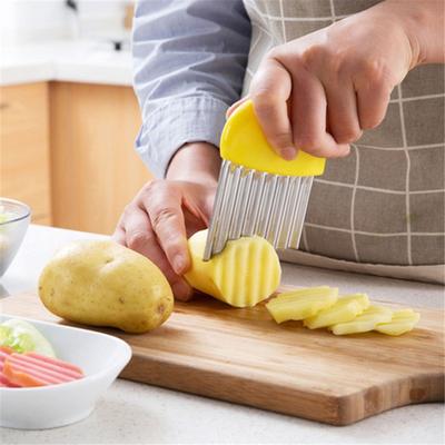 Sebze Dilimleme Çip Kesici Çip Dalga Kesici Paslanmaz Çelik Patates Kesici Kızartma Cips Sebzeler için Dalgalanma Bıçağı Meyve Salatası Patates Dalga Bıçağı