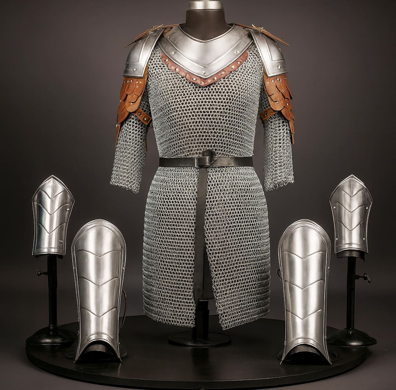 Women s Steel Knight Armor Set with Chainmail Shirt Medieval Warrior LARP Cosplay Costume