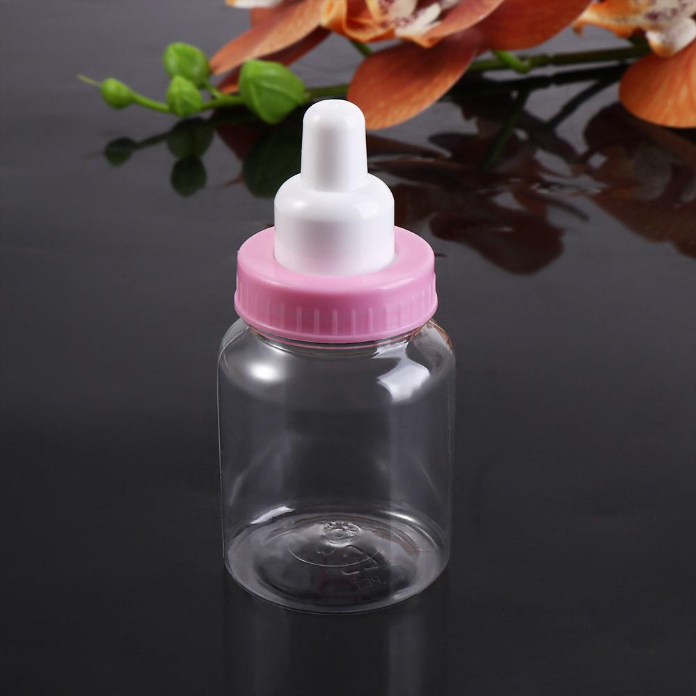 4pcs Pink Blue Baby Bottle Candy Box Transparent Mini Feeding Bottle  Baby Shower Party