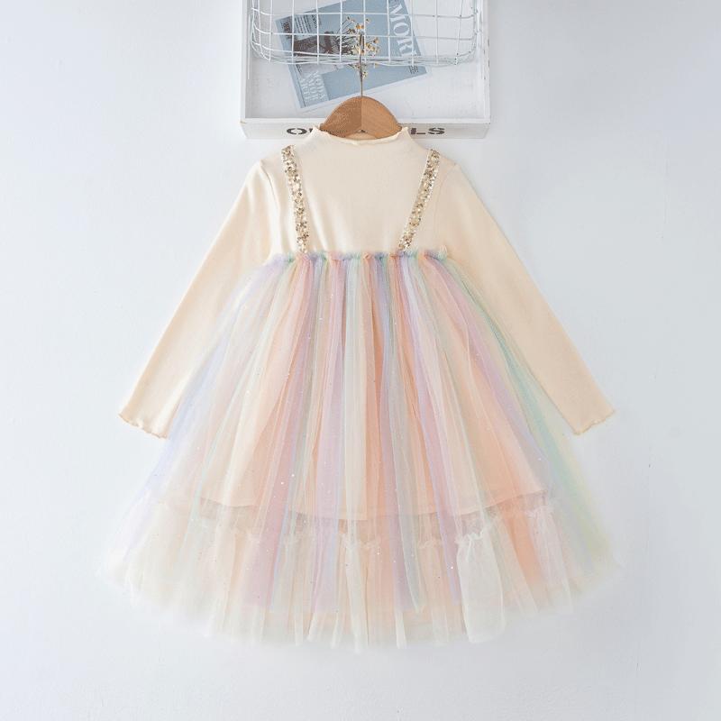 

Детское марлевое платье принцессы с длинными рукавами, платье Помпадур, летнее и осеннее платье для девочек 150cm слоновая кость