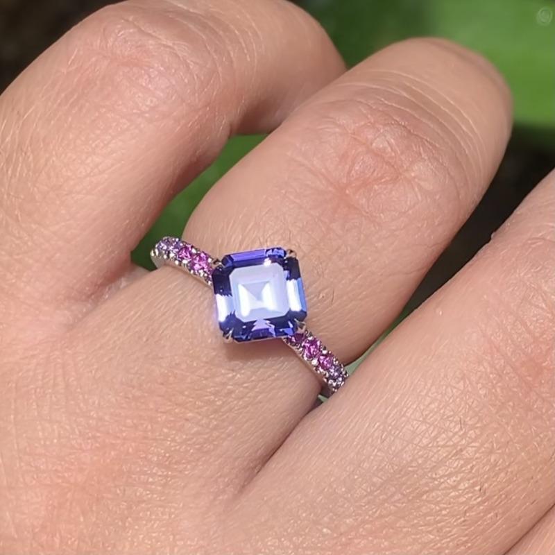 Atrakcyjne kwadratowe i okrągłe pierścionki w kolorze miedzi dla kobiet, pierścionki z fioletowym kamieniem, biżuteria, prezent na imprezę