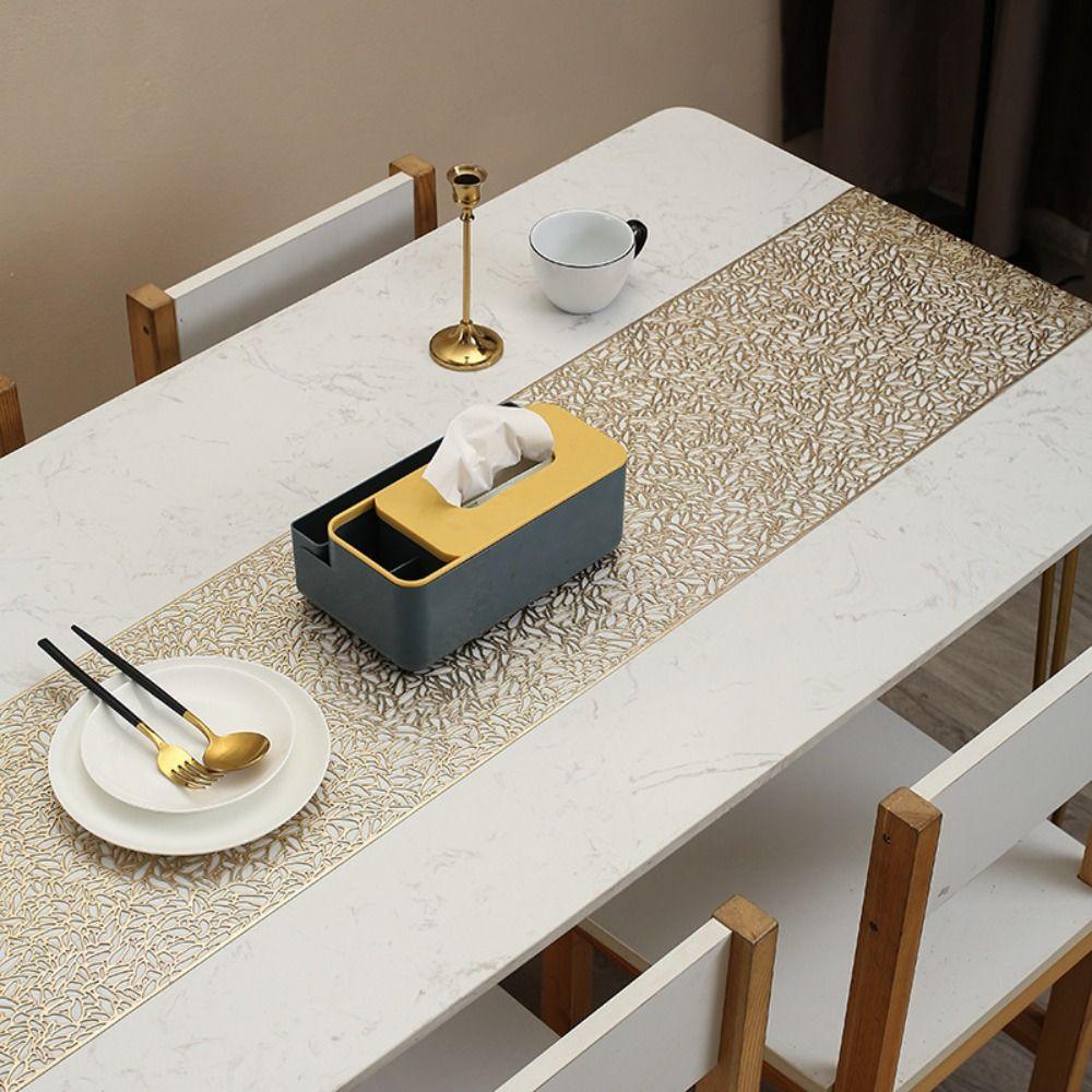 Rectangular Table Cover PVC Tablecloth Luxury Hollow Table Runner Table Decoration