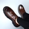 Frühling neue Herrenschuhe Leder hochwertig schwarz erhöhend Lederschuhe Britisch atmungsaktiv Businesskleid Schuhe mit großer Kappe