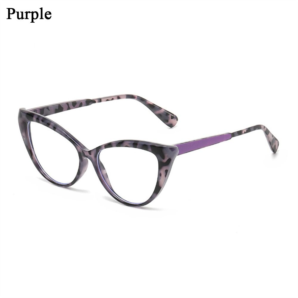 Fashion Cat Eye Design Leopard Print Women Anti-Blue Light Glasses Big Frame Transparent Lens Vision Care Computer Eyeglasses