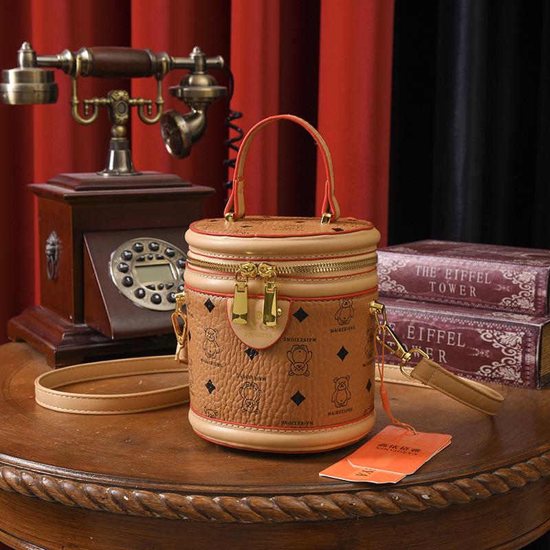 New 2025 Retro Printed Bucket Bag - Trendy, High-End Fashion Shoulder Handbag for Women