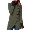 Stand Collar Solid Color Women Coat Long Sleeve Irregular Hem Single Breasted Long Jacket Outerwear