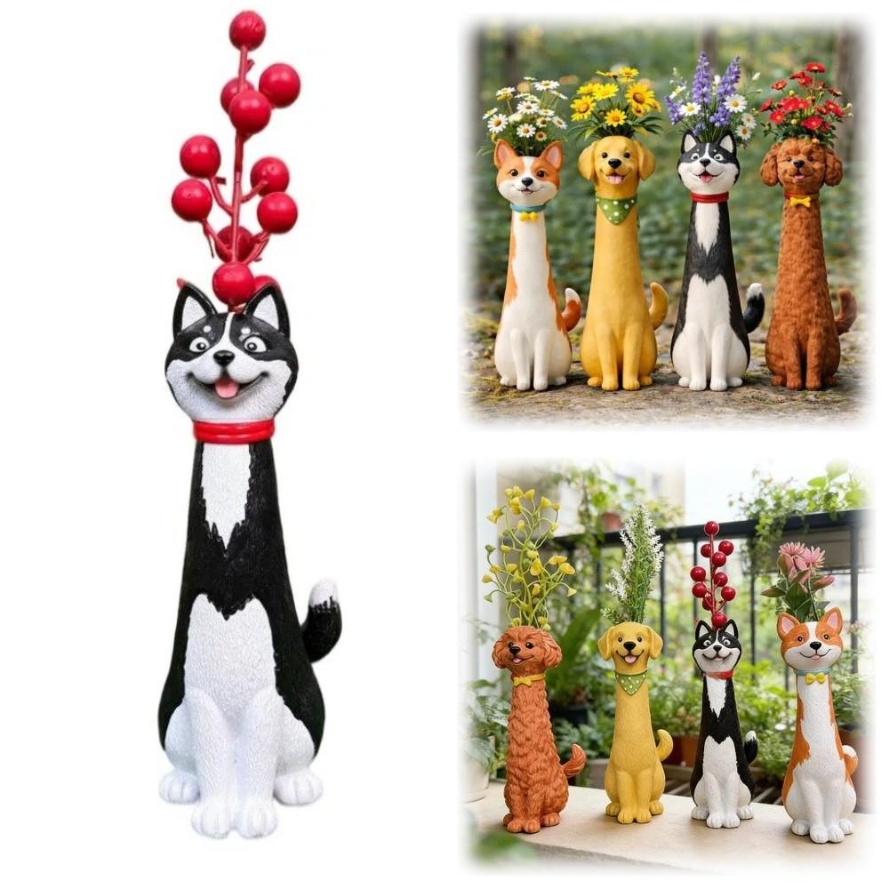 Poodle/Siberian Husky Shape Handcrafted Quirky Corgi Dog Vase Golden Retriever Planter Shelf Decor