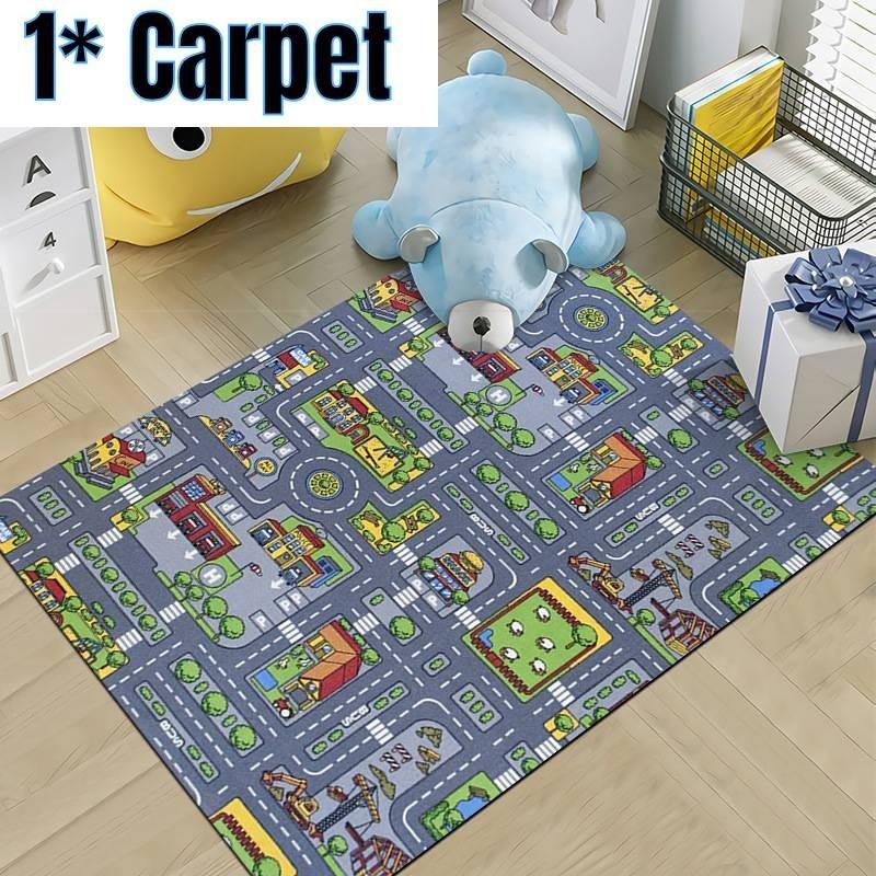 

Kids Carpet Rugs Town Road Maps City Toy Play Village Mat Children 80 X 120cm Style B