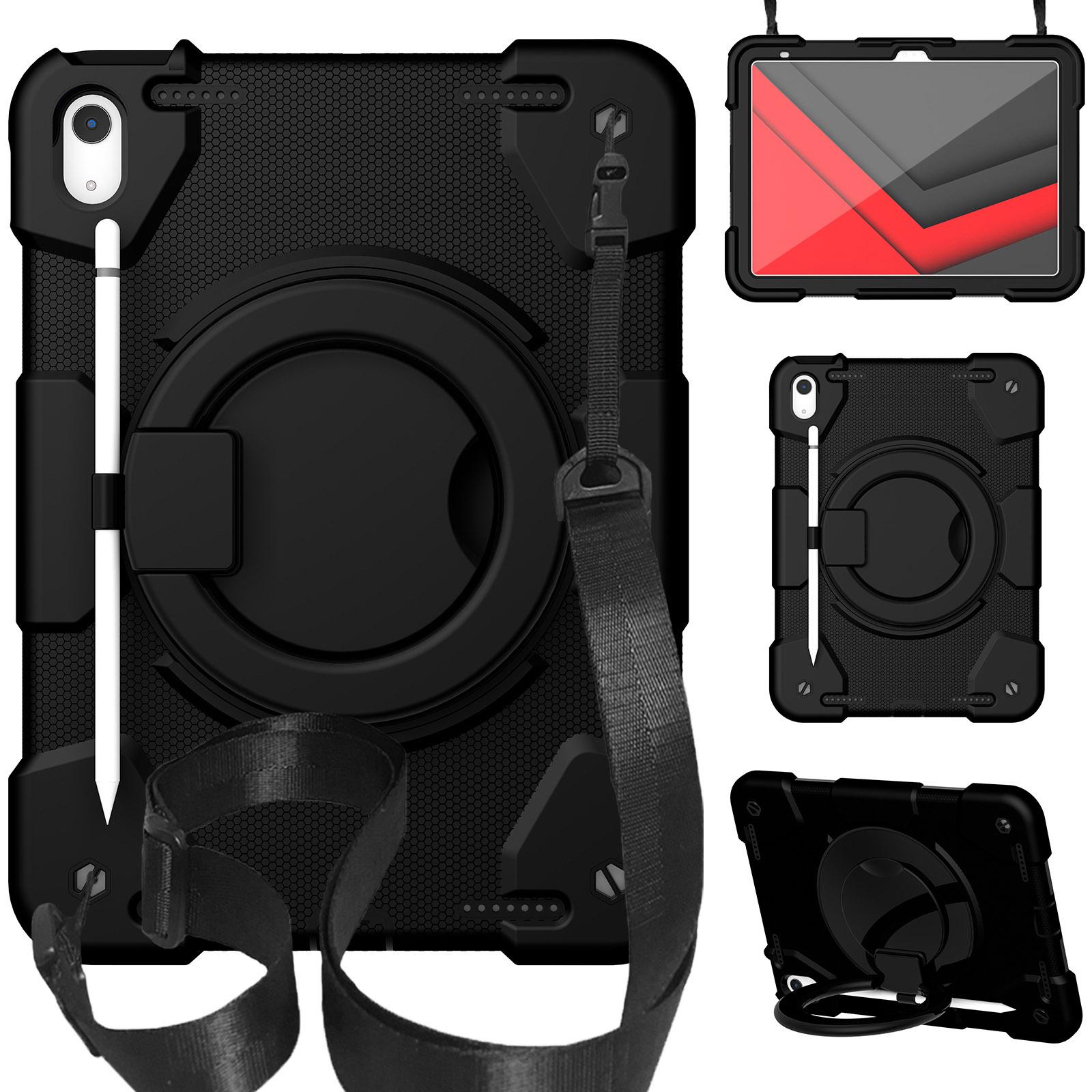 

For iPad Air 11 (2025)/(2024) Protective Case PC+Silicone Tablet Cover with Shoulder Strap E