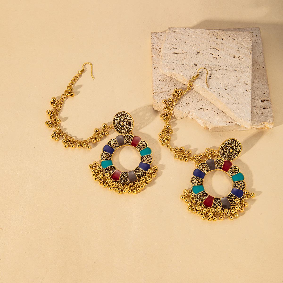 Винтажные Богемные Нишевые Серьги Металлические Колокольчики Подсолнух Премиальное Чувство Пусеты Серьги Личность Этнический Стиль Серьги