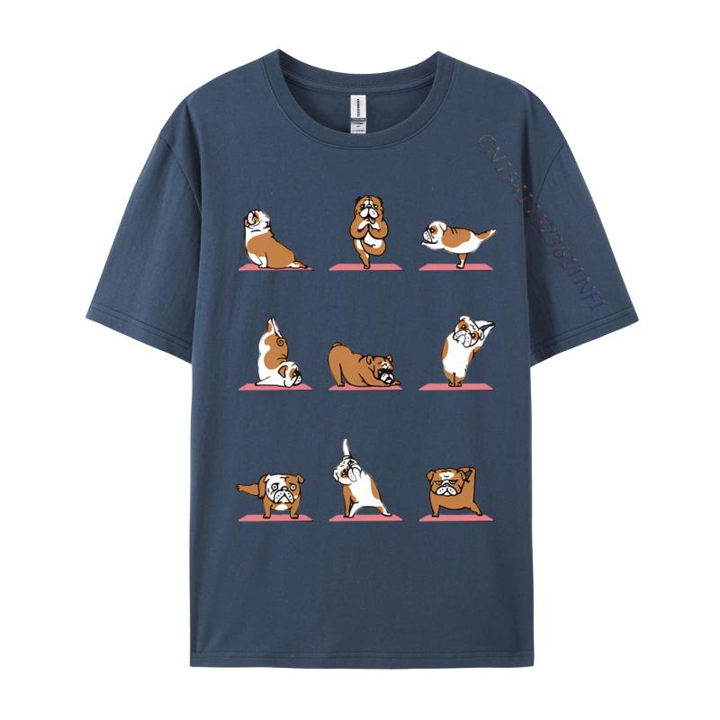 Englische Bulldogge Yoga Vintage T-Shirt Schwarzes T-Shirt Gutscheine Geburtstag Herren T-Shirt Slim Fit Grafik-T-Shirt Baumwolle