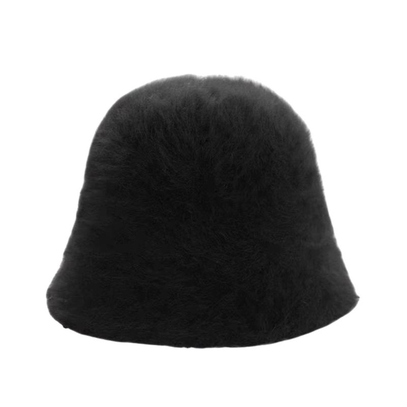 

Warm Plush Bucket Caps with Solid Color Fashion Winter Autumn Casual Wear Fisherman Hat for Women Girl Outdoor Activity чорний
