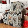 Cute Cartoon French Bulldog Print Flannel Blanket Puppy Dog Soft Warm Throw Blanket Sofa Bed Pet Lover Kids Home Decor Gift