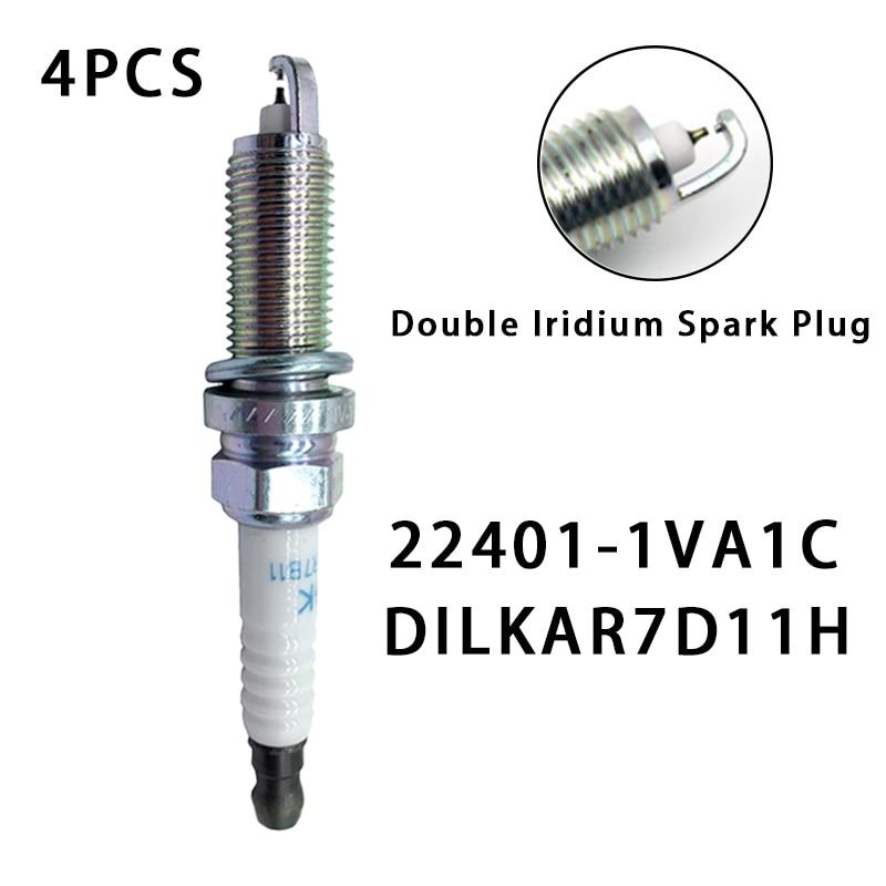 

22401-1VA1C DILKAR7D11H 4 шт. двойные иридиевые свечи зажигания для Nissan Rogue 2.0L 2017 X-TRAIL QASHQAI Двигатель MR20DD MR20DE Автозапчасти