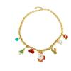 Popular Stainless Steel Christmas Jewelry Set: Sleigh & Reindeer Pendant Necklace, Bracelet, and Earrings