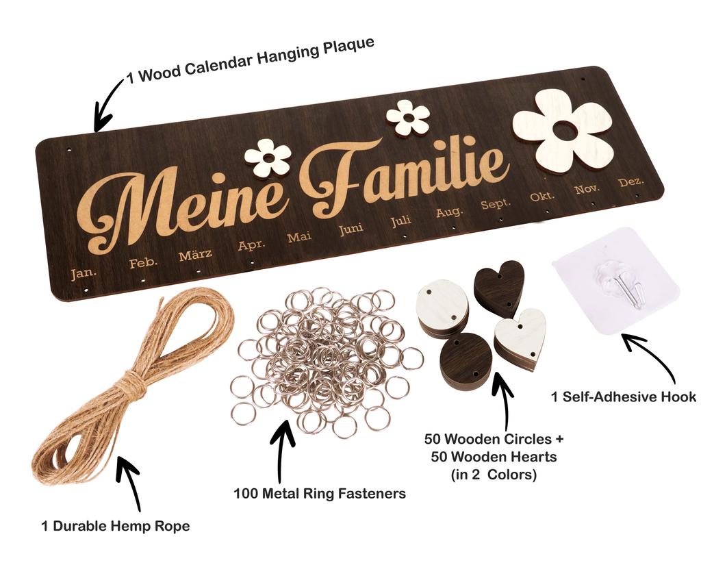 Inkdotpot Wooden Birthday Calendars With Hanging Dates Diy Birthday Tracker Wall Hanging, Farmhouse Decor- Gift For Grandparents