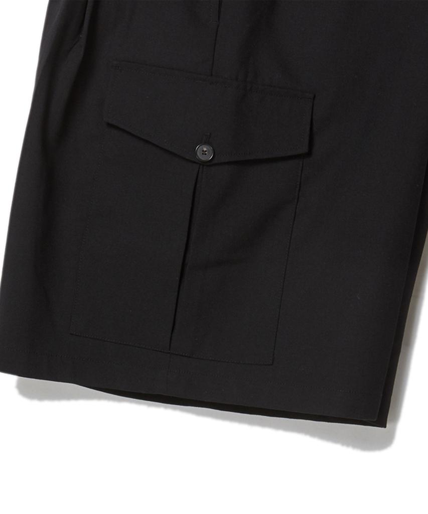 BEYOND CLOSET [Collection Line] Belted Detail Washed Wool Cargo Half Pants Black