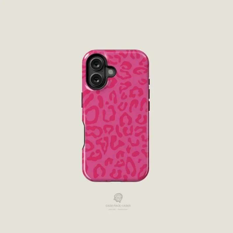 luxury Clmj eopard Pink on Pink Phone Case for iPhone 16 15 14 13 12 11 Pro Max Plus Magnetic Double-layer Back Cover iPhone 11