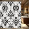 Modern Geometric Zigzag Shower Curtain, Black & White Abstract Vintage Design,Polyester, Machine Washable, Includes Hooks
